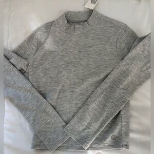 Hollister Gilly Hicks grey textured mock turtleneck long sleeve, size small